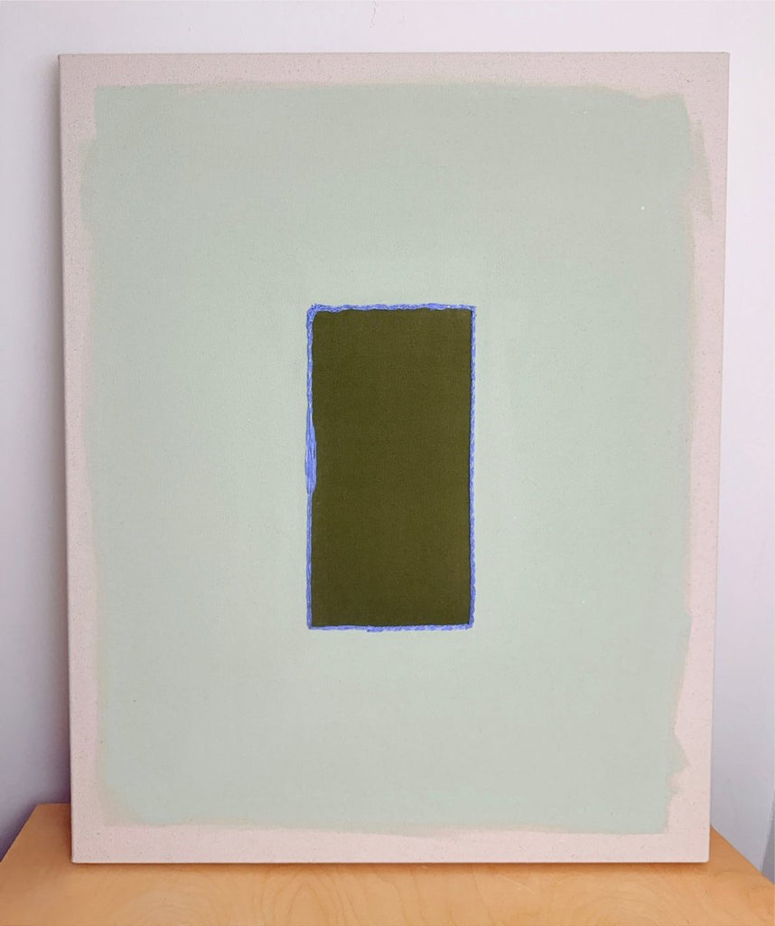 Olive/Mint Sage With Silver-Blue | 30" h x 24" w - Liza Pruitt