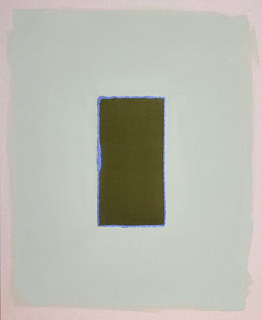 Olive/Mint Sage With Silver-Blue | 30" h x 24" w - Liza Pruitt