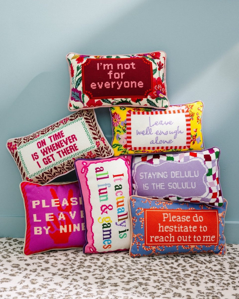 On Time Needlepoint Pillow - Liza Pruitt