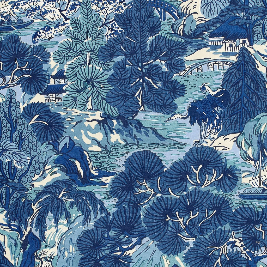 Pagoda Trees in Blues by Thibaut Pillow Cover - Liza Pruitt