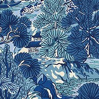Pagoda Trees in Blues Pillow by Thibaut - Liza Pruitt