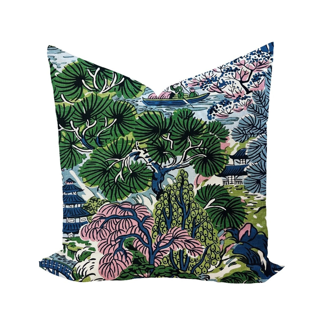 Pagoda Trees in Lavender & Blue by Thibaut Pillow Cover - Liza Pruitt