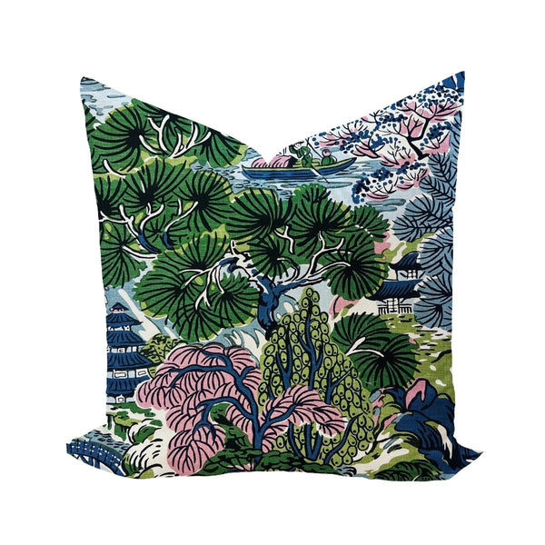 Pagoda Trees in Lavender & Blue by Thibaut Pillow Cover - Liza Pruitt