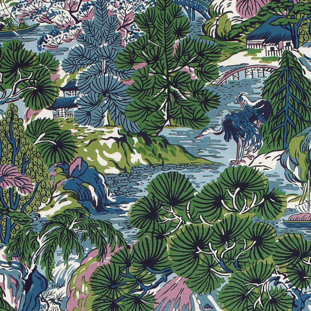 Pagoda Trees in Lavender & Blue by Thibaut Pillow Cover - Liza Pruitt