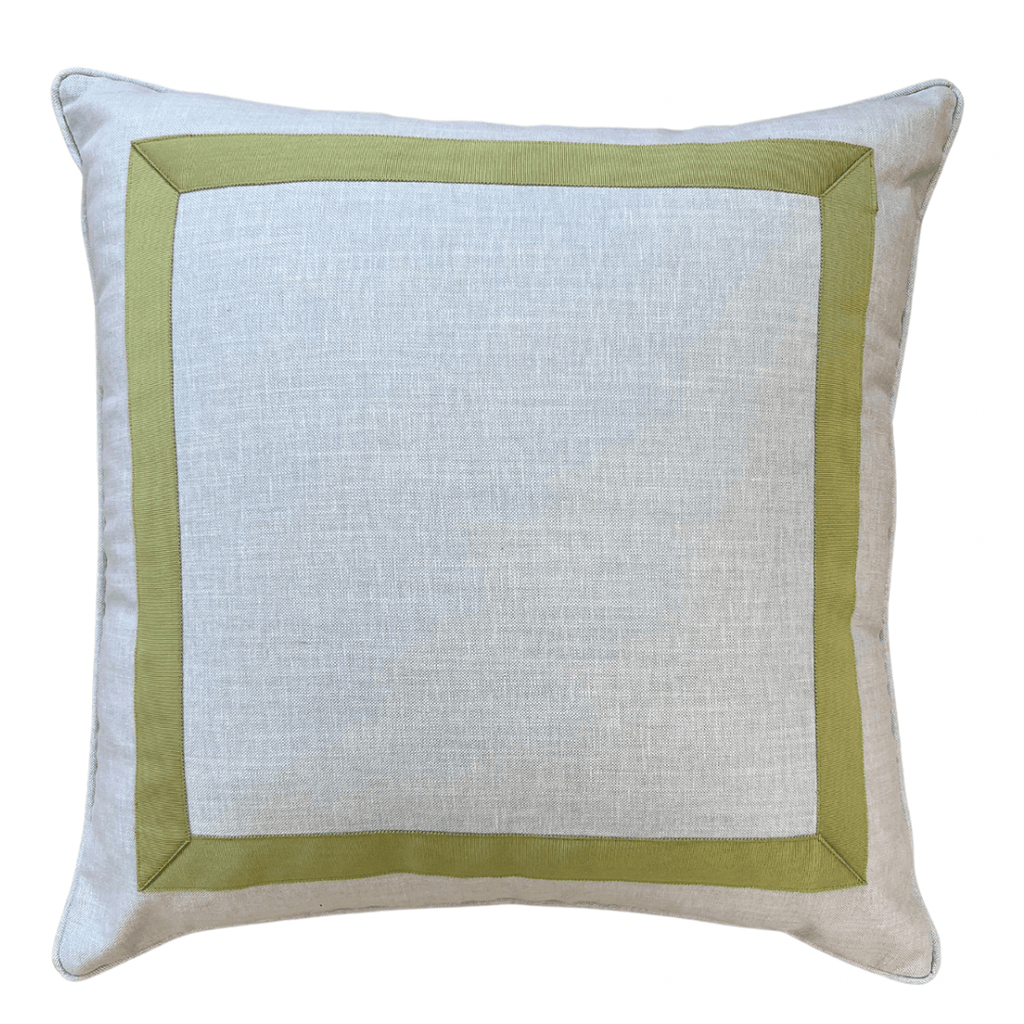 Pale Blue with Sage Green Mitered Tape Square Pillow - Liza Pruitt