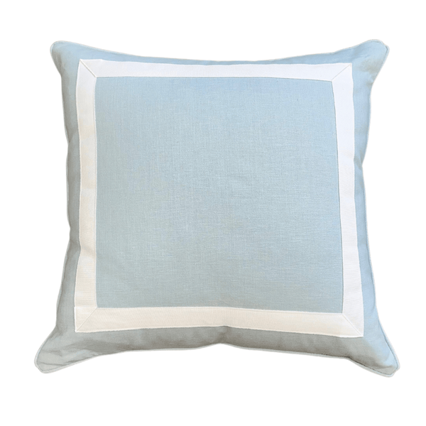 Pale Blue with White Mitered Tape Square - Liza Pruitt