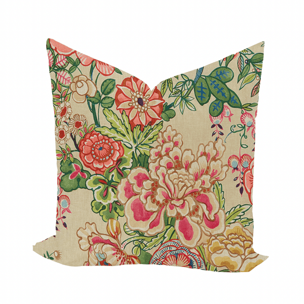 Peony Garden in Beige by Thibaut Pillow Cover - Liza Pruitt