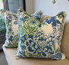 Peony Garden in Blue & Green Pillow Cover by Thibaut - Liza Pruitt