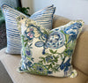 Peony Garden in Blue & Green Pillow Cover by Thibaut - Liza Pruitt