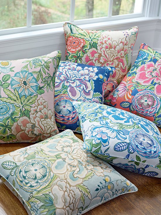 Peony Garden in Coral by Thibaut Pillow Cover - Liza Pruitt