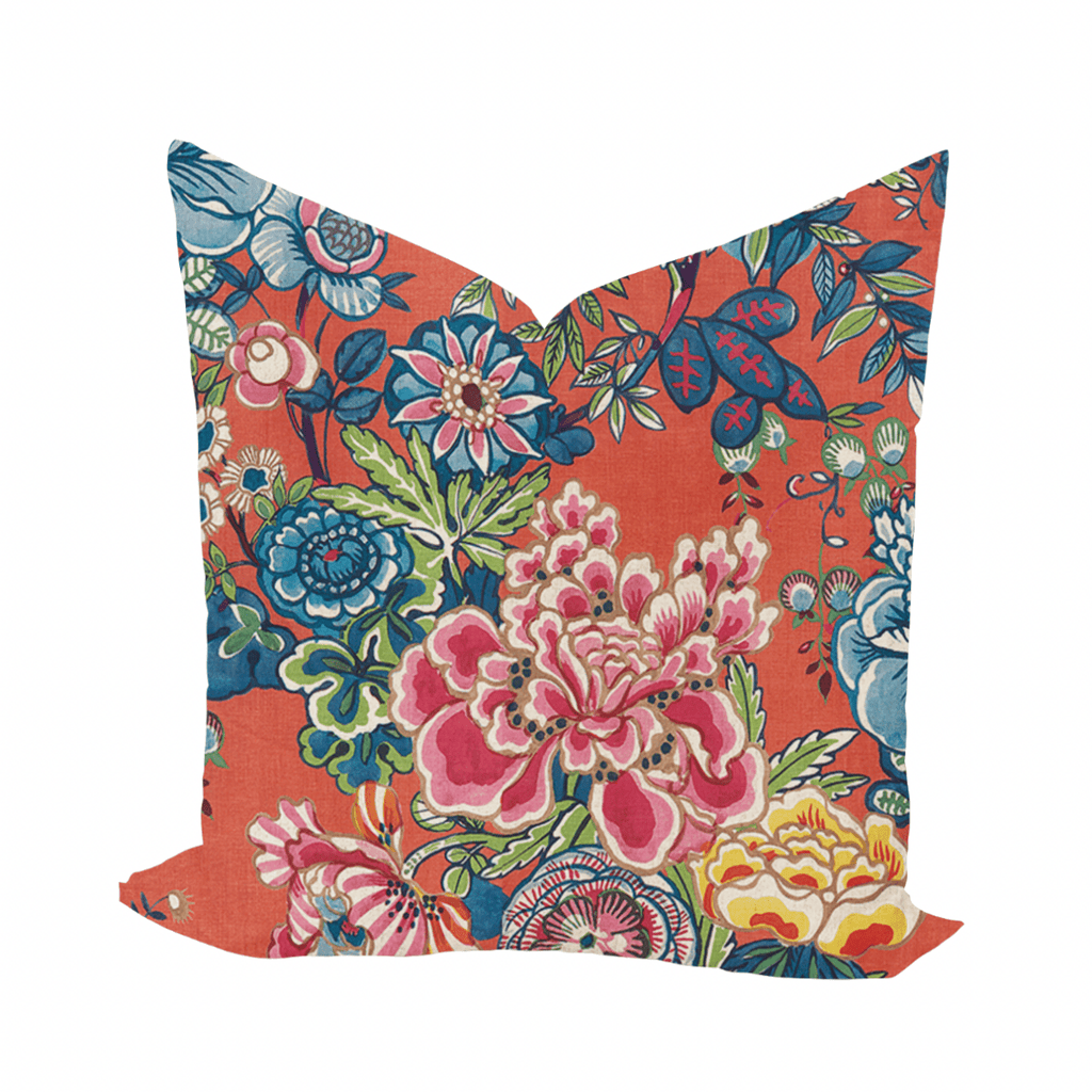 Peony Garden in Coral by Thibaut Pillow Cover - Liza Pruitt