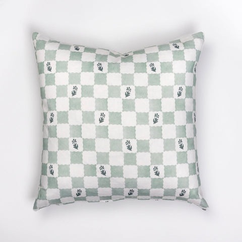 Pillow Cover - Check Fleur, Green - Liza Pruitt