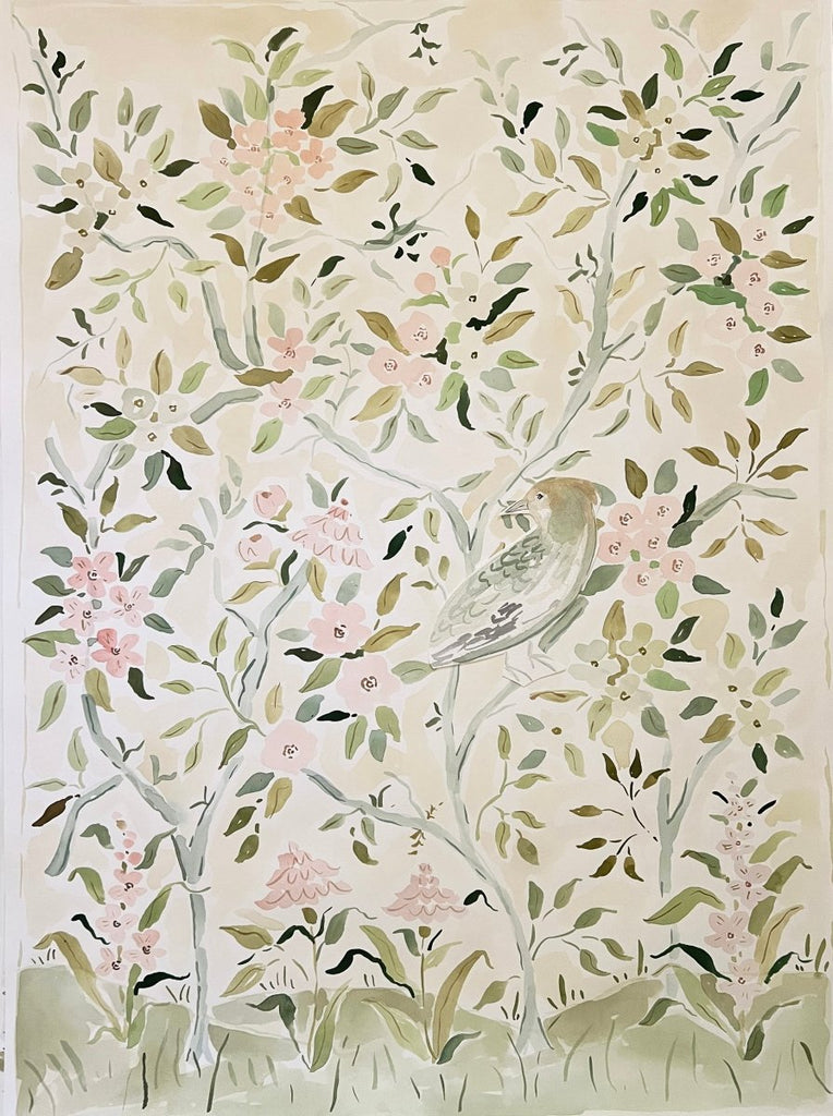 Pink Chinoiserie Trees No. 1, Original 22x30 - Liza Pruitt