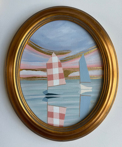 Pink Gingham | 12.25" h x 10.25" w | Framed - Liza Pruitt