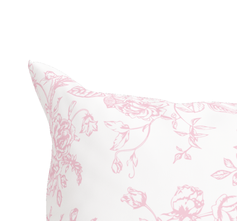 Pink Toile Floral Pillow in Rosecrest - Liza Pruitt