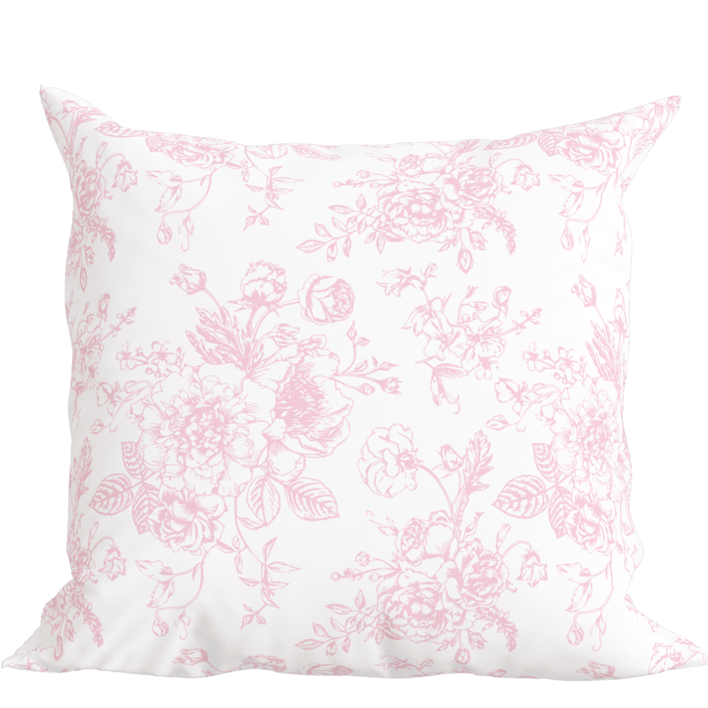 Pink Toile Floral Pillow in Rosecrest - Liza Pruitt