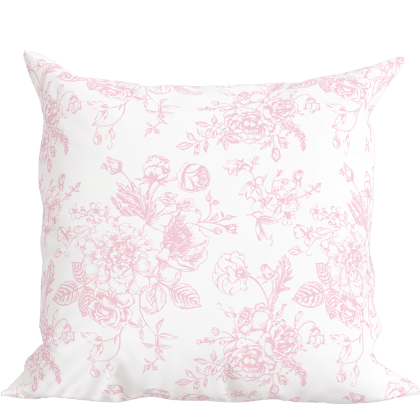 Pink Toile Floral Pillow in Rosecrest - Liza Pruitt