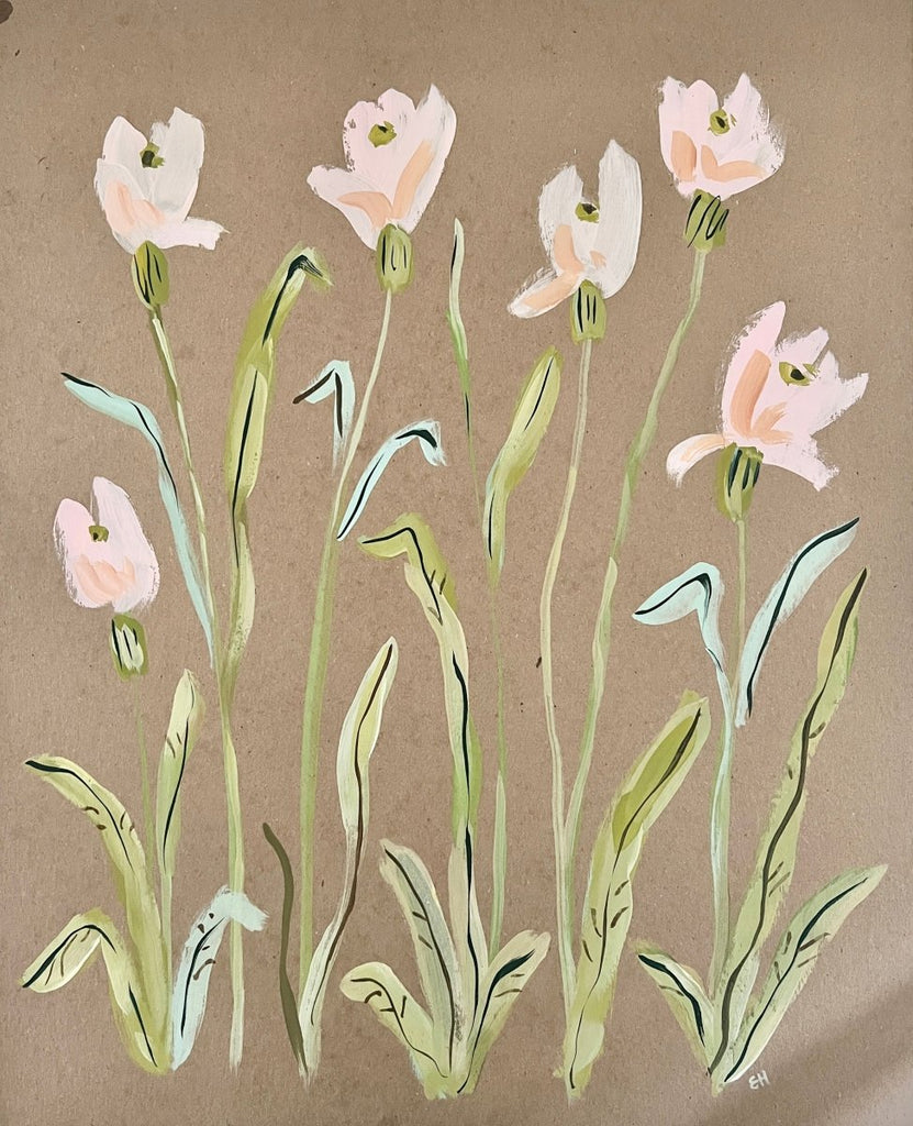 Pink Tulips in March | 20" h x 16" w | Original - Liza Pruitt