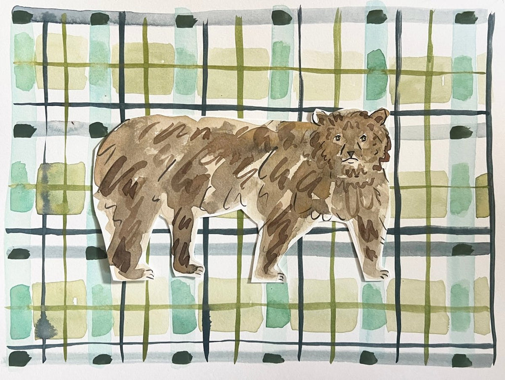 Plaid Bear, Original 9x12 - Liza Pruitt