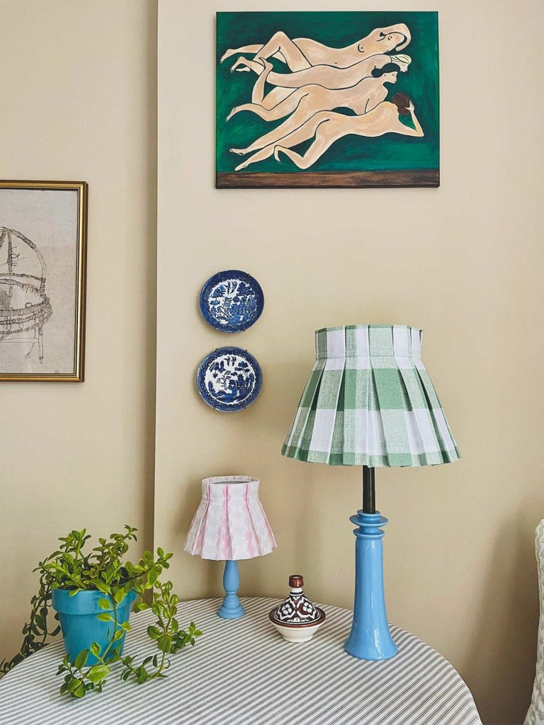 PLAID CLASSIC BOX PLEAT LAMPSHADE | GREEN - Liza Pruitt
