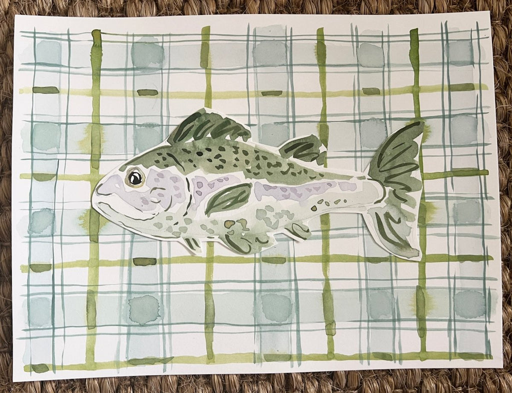 Plaid Saltwater Fish | 9" h x 12" w | Original - Liza Pruitt