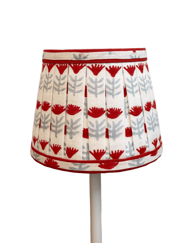 Pleated Block Print Lampshade Cover for Cordless Lamps - Claire Poppy - Liza Pruitt