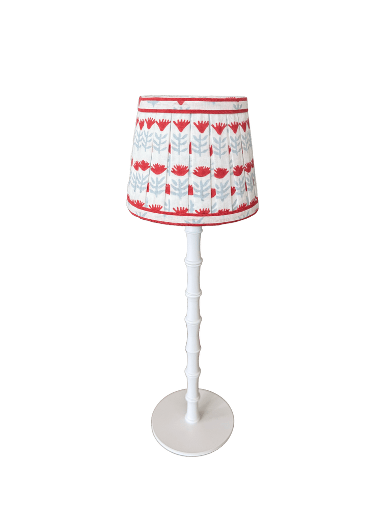 Pleated Block Print Lampshade Cover for Cordless Lamps - Claire Poppy - Liza Pruitt