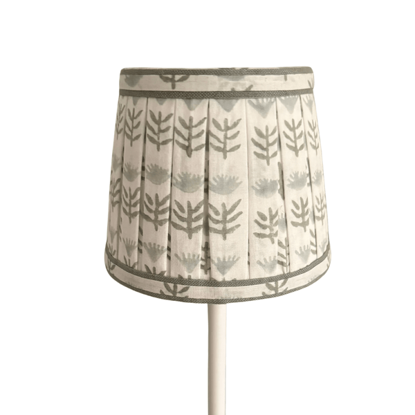 Pleated Block Print Lampshade Cover for Cordless Lamps - Claire Serene - Liza Pruitt