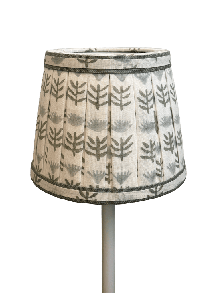 Pleated Block Print Lampshade Cover for Cordless Lamps - Claire Serene - Liza Pruitt