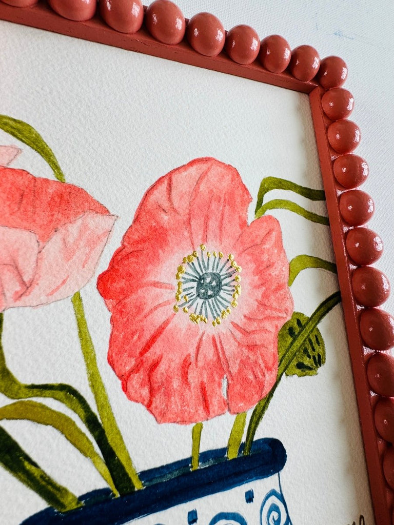 Poppies in a Vase II | 8" h x 6" w | Framed - Liza Pruitt