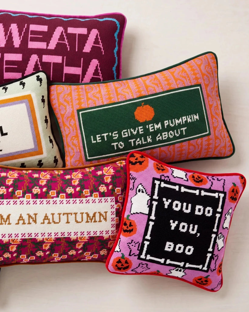 Pumpkin To Talk About Needlepoint Pillow - Liza Pruitt