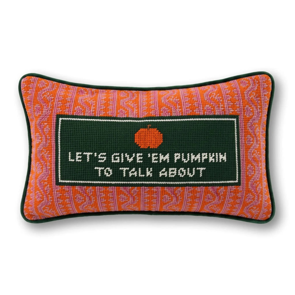 Pumpkin To Talk About Needlepoint Pillow - Liza Pruitt