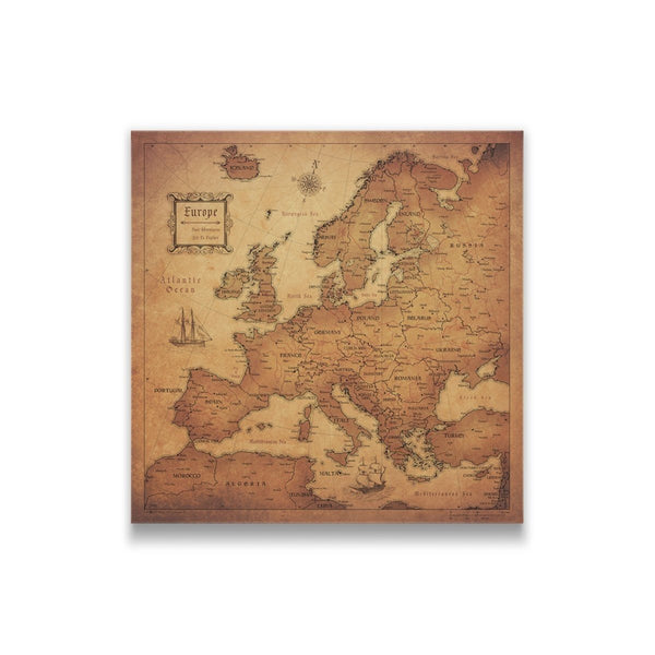 Push Pin Europe Map Pin Board - Golden Aged - Pins Included! - Liza Pruitt