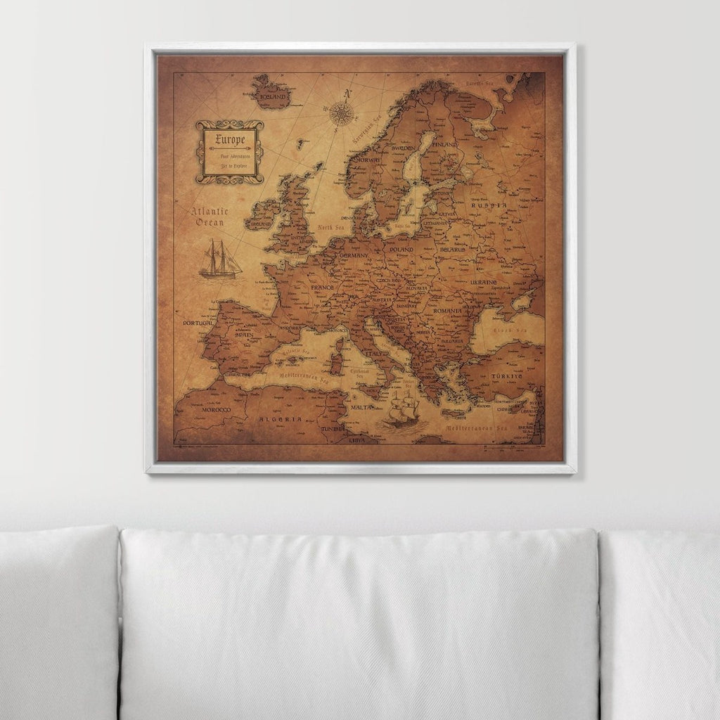 Push Pin Europe Map Pin Board - Golden Aged - Pins Included! - Liza Pruitt