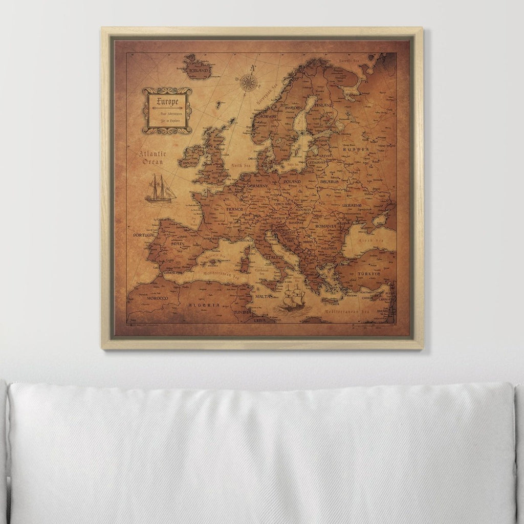 Push Pin Europe Map Pin Board - Golden Aged - Pins Included! - Liza Pruitt