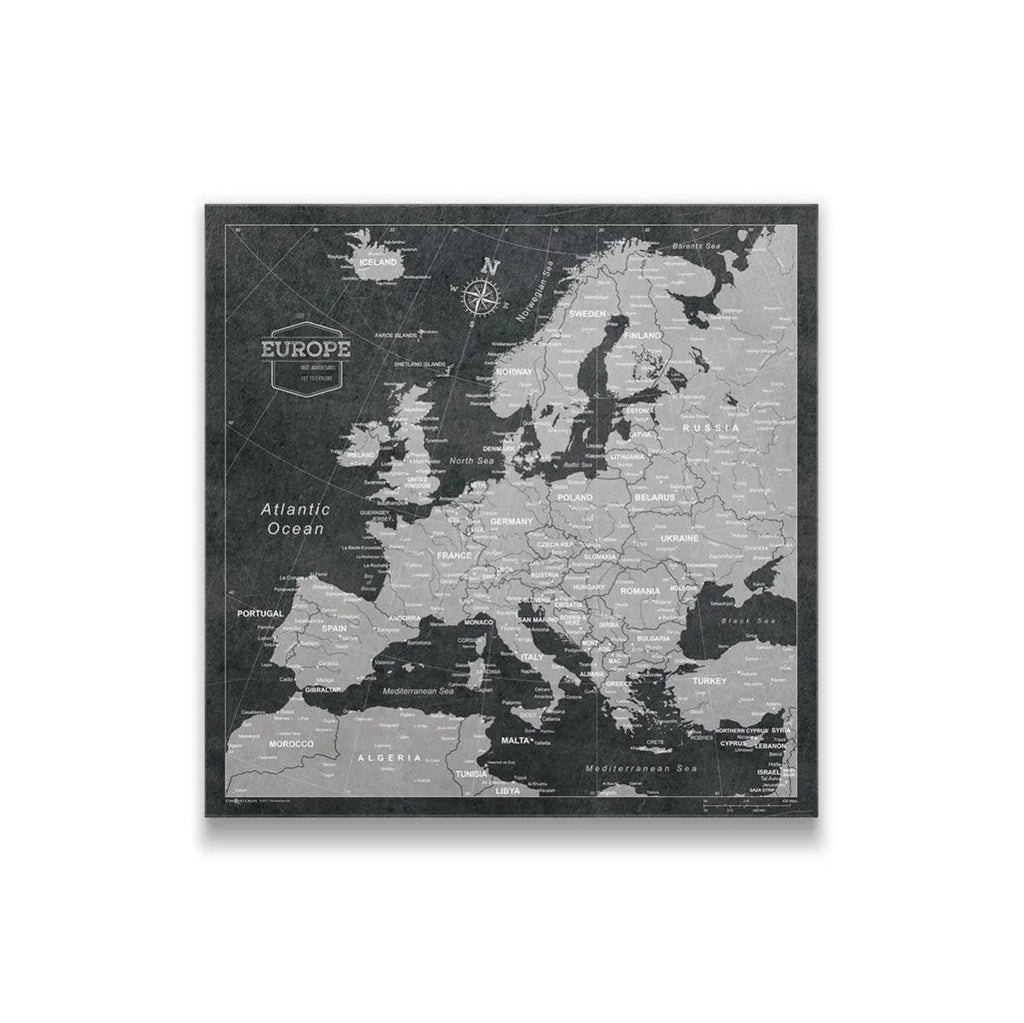 Push Pin Europe Map Pin Board - Modern Slate - Pins Included! - Liza Pruitt