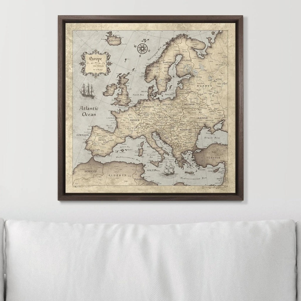 Push Pin Europe Map Pin Board - Rustic Vintage - Pins Included! - Liza Pruitt