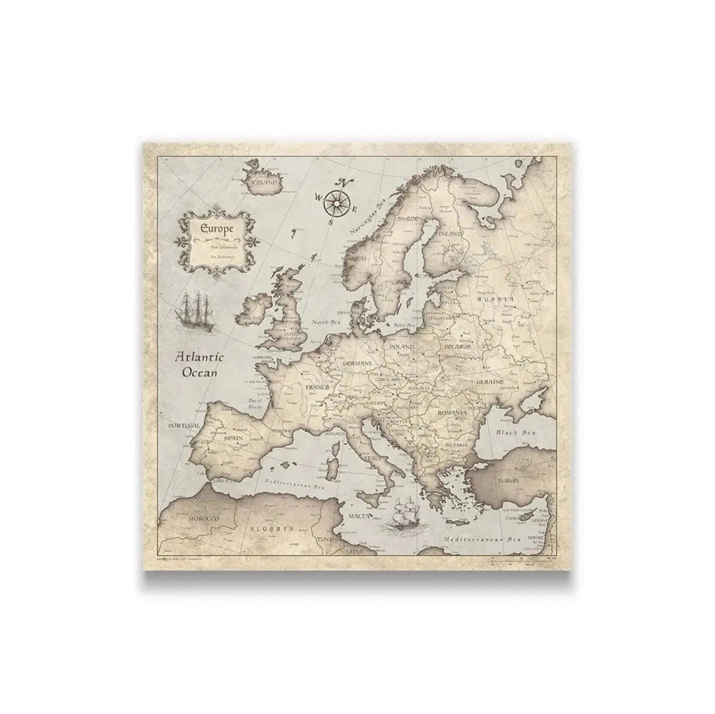 Push Pin Europe Map Pin Board - Rustic Vintage - Pins Included! - Liza Pruitt