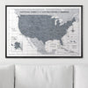 Push Pin National Parks Map - Dark Gray Color Splash - Pins Included! - Liza Pruitt