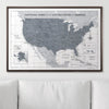 Push Pin National Parks Map - Dark Gray Color Splash - Pins Included! - Liza Pruitt