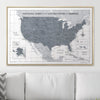 Push Pin National Parks Map - Dark Gray Color Splash - Pins Included! - Liza Pruitt