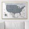 Push Pin National Parks Map - Dark Gray Color Splash - Pins Included! - Liza Pruitt