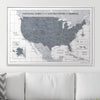 Push Pin National Parks Map - Dark Gray Color Splash - Pins Included! - Liza Pruitt