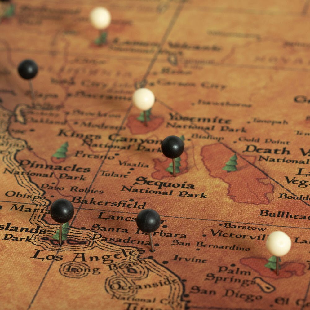 Push Pin National Parks Map - Golden Aged - Pins Included! - Liza Pruitt