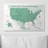 Push Pin National Parks Map - Green Color Splash - Pins Included! - Liza Pruitt