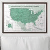 Push Pin National Parks Map - Green Color Splash - Pins Included! - Liza Pruitt