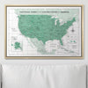 Push Pin National Parks Map - Green Color Splash - Pins Included! - Liza Pruitt