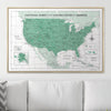 Push Pin National Parks Map - Green Color Splash - Pins Included! - Liza Pruitt