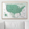 Push Pin National Parks Map - Green Color Splash - Pins Included! - Liza Pruitt