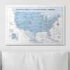 Push Pin National Parks Map - Light Blue Color Splash - Pins Included! - Liza Pruitt